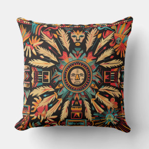 Soft Teal "Aztec Dream" Plush Throw Cushion 51x51 