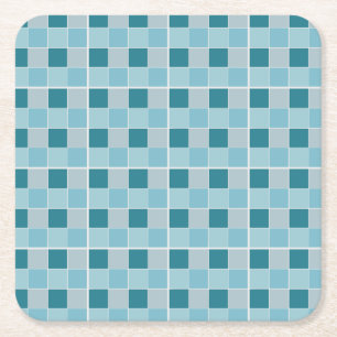 Soft Teal Checkerboard Notebook Modern Geometric Square Paper Coaster