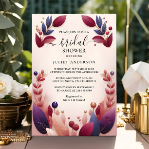 Soft Teal Fall Bold Jewel Tone Bridal Shower Invitation