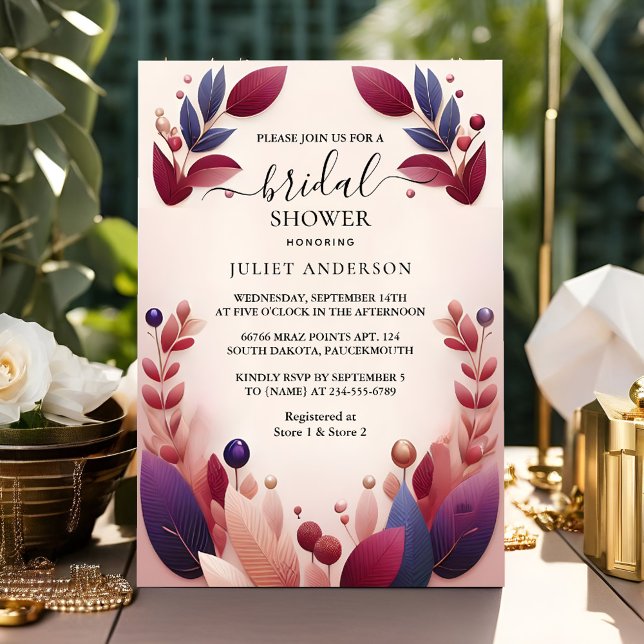 Soft Teal Fall Bold Jewel Tone Bridal Shower Invitation (Creator Uploaded)
