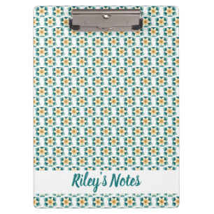 Soft Teal Floral Name Clipboard