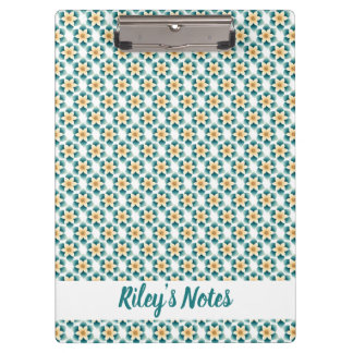 Soft Teal Floral Name Clipboard