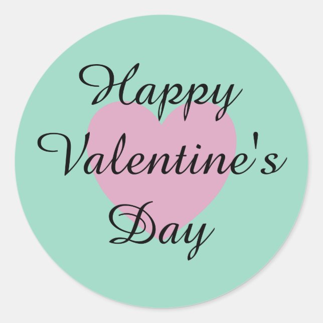 Soft Teal Happy Valentine's Sticker (Front)