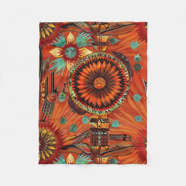 Soft Teal "Intricate Echoes" Cosy Fleece Blanket (Front)