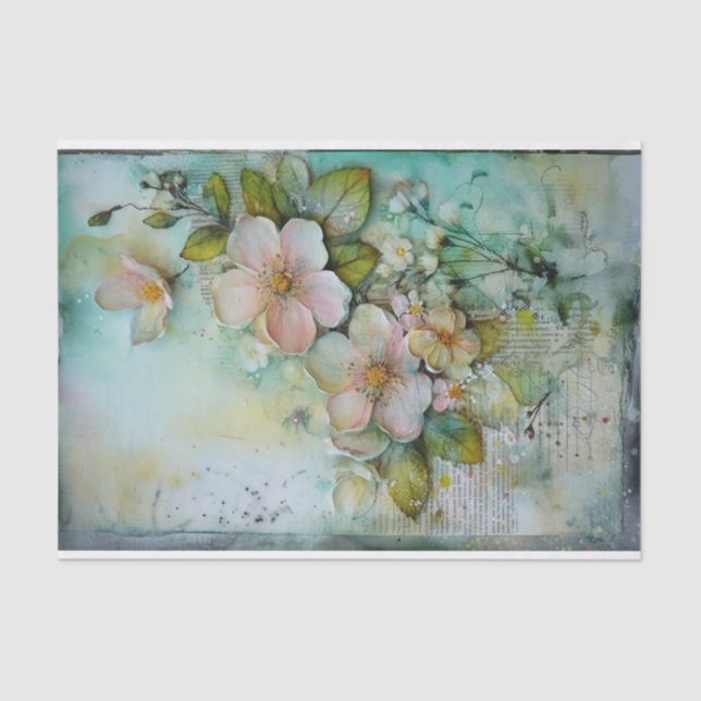 Soft Teal Mixed Media  Tissue Paper (Front)