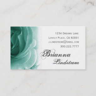 Soft Teal Rose Business Card Template
