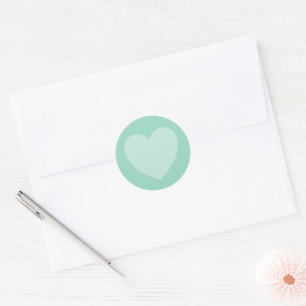 Soft Teal Round Heart Sticker