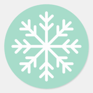 Soft Teal Round Snowflake Sticker