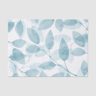 Soft Teal Watercolor Leaves Tissue Paper