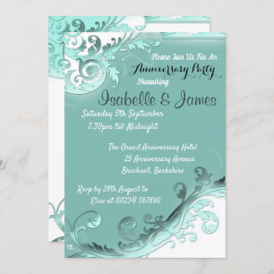 Soft Teal Wedding Anniversary Invitations