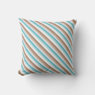 Soft Toned Orange Blue Beige White Pattern Cushion