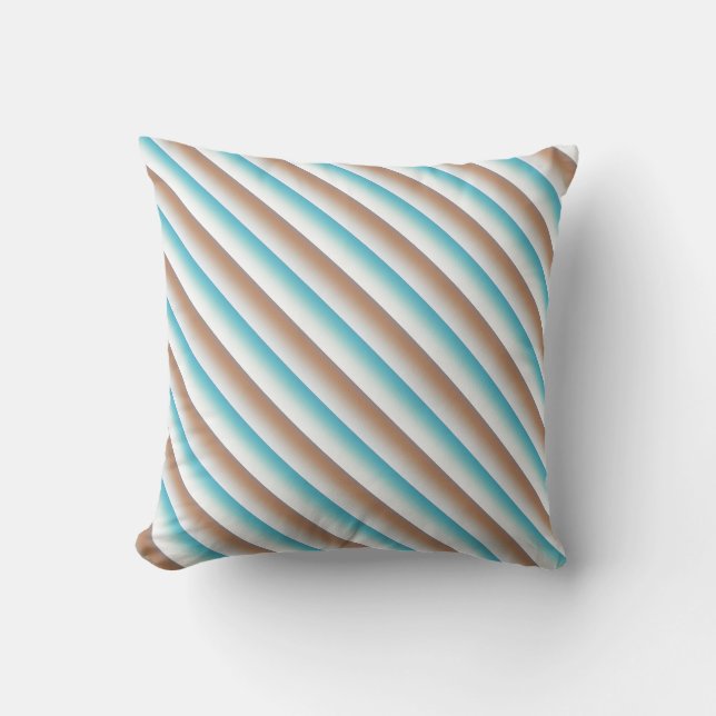 Soft Toned Orange Blue Beige White Pattern Cushion (Front)