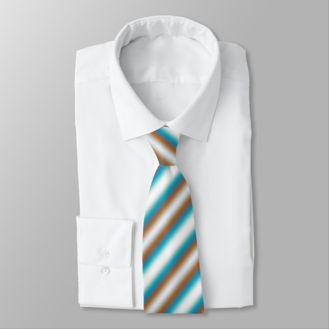 Soft Toned Orange Blue Beige White Pattern Tie (Tied)