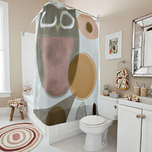 Soft tones minimalist owl shower curtain