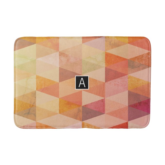 Soft Triangle Geometric Pattern | Monogrammed Bath Mat (Front)