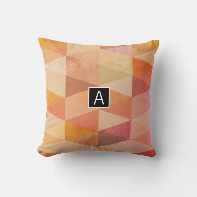 Soft Triangle Geometric Pattern | Monogrammed Cushion (Front)