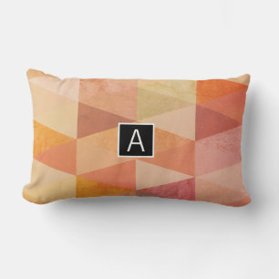 Soft Triangle Geometric Pattern   Monogrammed Lumbar Cushion