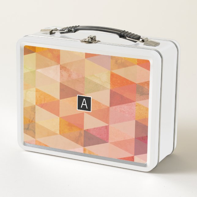 Soft Triangle Geometric Pattern | Monogrammed Metal Lunch Box (Front)
