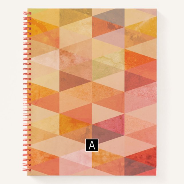 Soft Triangle Geometric Pattern | Monogrammed Notebook (Front)