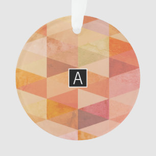 Soft Triangle Geometric Pattern   Monogrammed Ornament