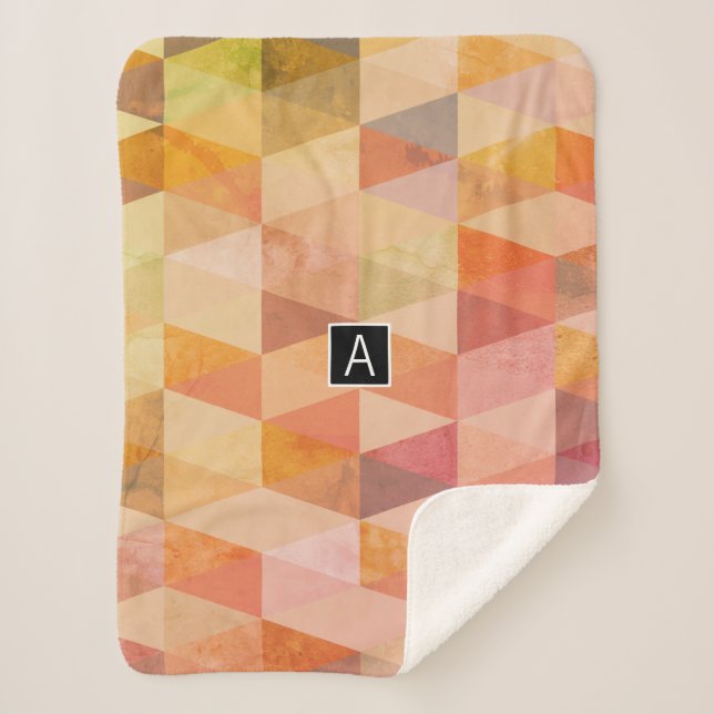 Soft Triangle Geometric Pattern | Monogrammed Sherpa Blanket (Front)