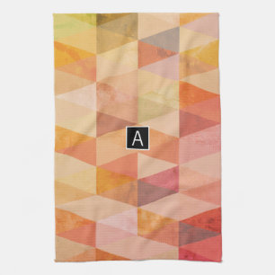 Soft Triangle Geometric Pattern   Monogrammed Tea Towel