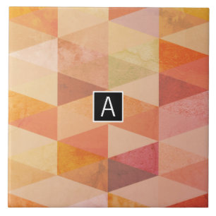 Soft Triangle Geometric Pattern   Monogrammed Tile