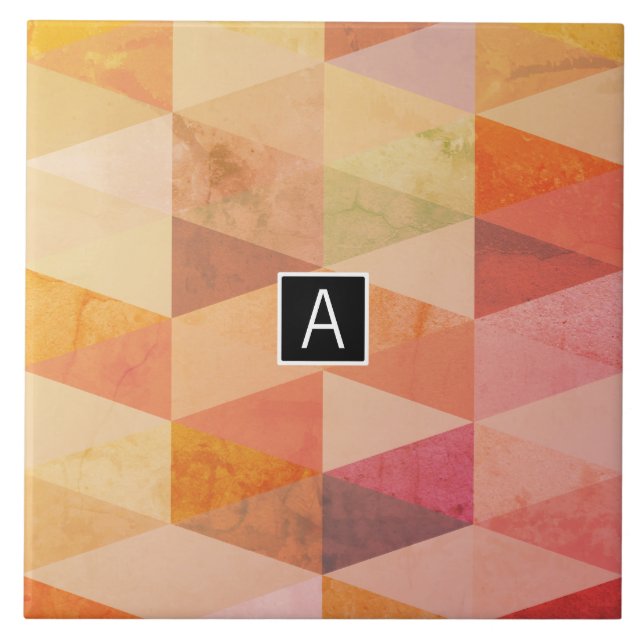 Soft Triangle Geometric Pattern | Monogrammed Tile (Front)