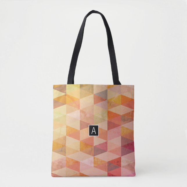 Soft Triangle Geometric Pattern | Monogrammed Tote Bag (Front)