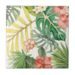 Soft Tropics Ceramic Tile<br><div class="desc">Soft Tropics I by Naomi McCavitt. A beautiful watercolor style design that features various tropical greenery with tropical flowers. | 149578Z</div>