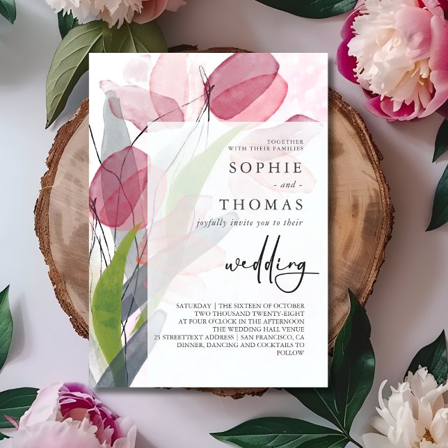 Soft tulips elegant wedding invitation (Creator Uploaded)