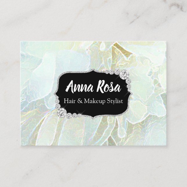 *~* Soft Turquoise Blue  Bling Diamond Abstract Business Card (Front)