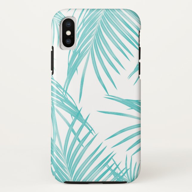 Soft Turquoise Leaves Dream #1 #tropical #decor  Case-Mate iPhone Case (Back)