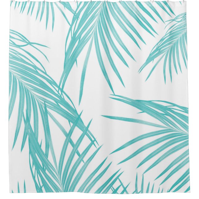 Soft Turquoise Leaves Dream #1 #tropical #decor  Shower Curtain (Front)