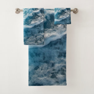 Soft Turquoise Ocean Dream Waves #3 #water #decor Bath Towel Set