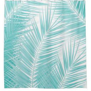 Soft Turquoise Palm Leaves Dream #1a  Shower Curtain
