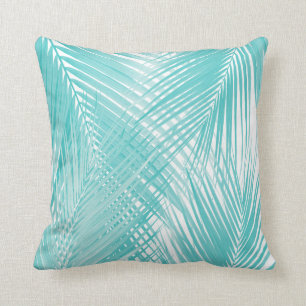 Soft Turquoise Palm Leaves Dream Cali Summer 3 Cushion