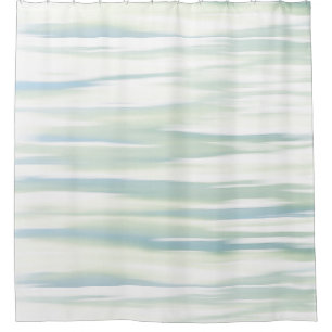 Soft Turquoise Sage Waves Shower Curtain