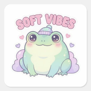 Soft Vibes Frog Sticker Cute Smiling Frog Kawaii A