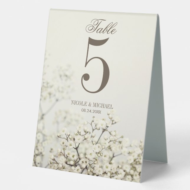 Soft Vintage Baby's Breath Wedding Number (Front)