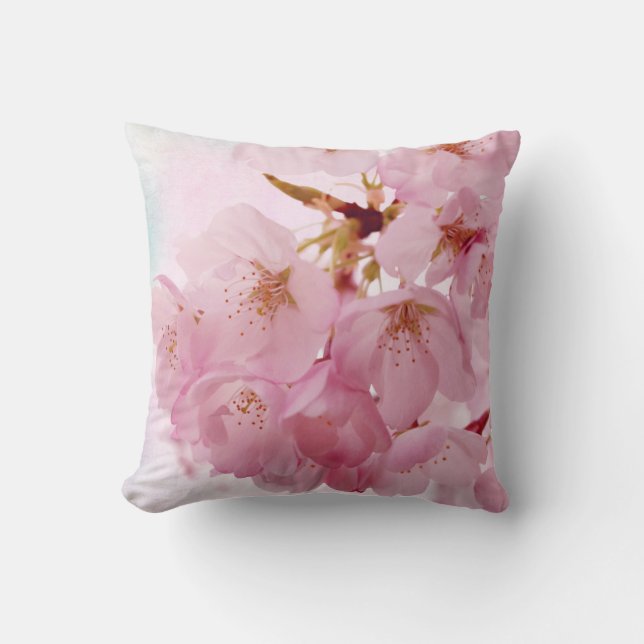 Soft Vintage Cherry Blossoms Cushion (Front)