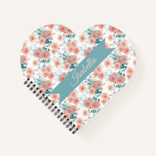 Soft Vintage Spring Pink Floral Personalized Notebook