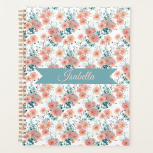 Soft Vintage Spring Pink Floral Personalized Planner