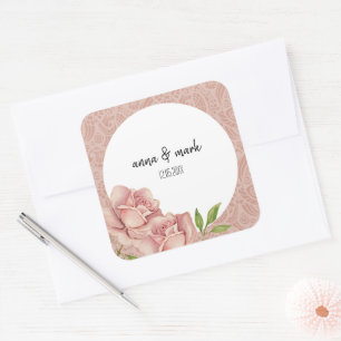 Soft Violet Blush Roses Watercolor Square Sticker