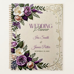 Soft Violet Purple Cream Floral Botanical Wedding Planner
