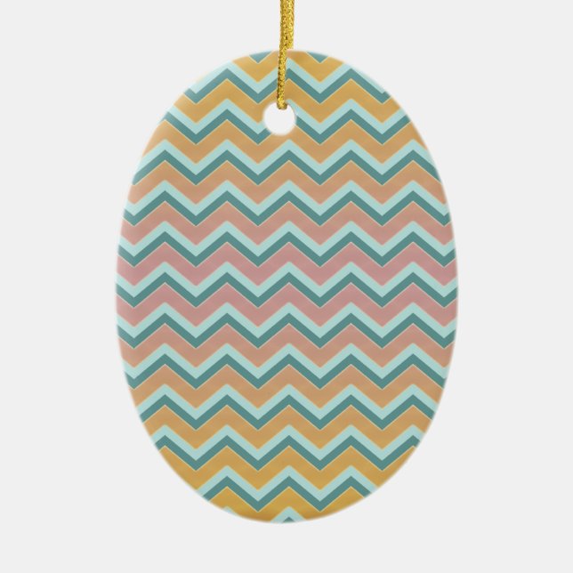 Soft Warm Colours ZigZag Ceramic Tree Decoration (Front)