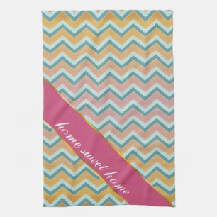Soft Warm Colours ZigZag Tea Towel