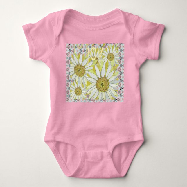 Soft Warm Feelings of Joy & Daisies  Baby Bodysuit (Front)
