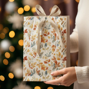 Soft Watercolor Autumn Leaves Medium Gift Bag