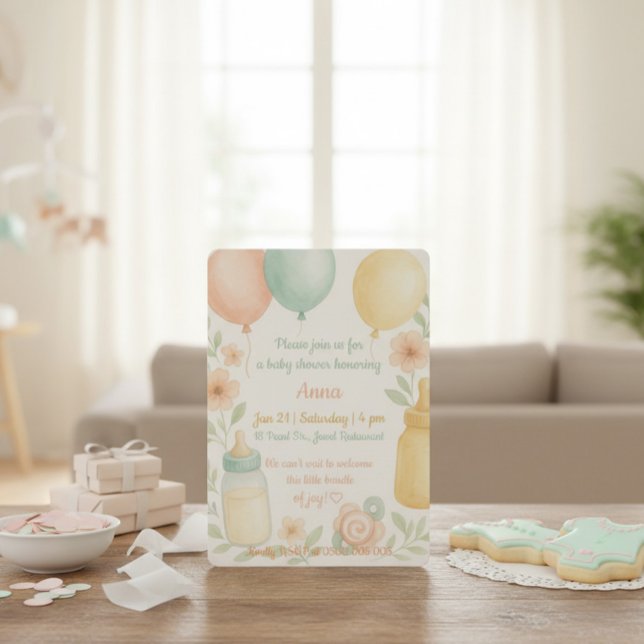 Soft Watercolor Baby Shower Invitation  (Creator Uploaded)